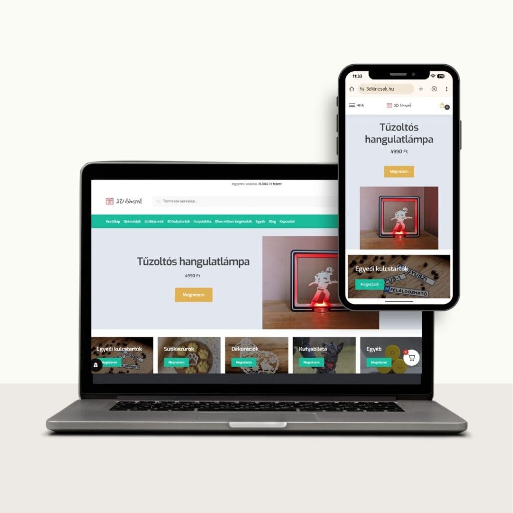 3dkincsek.hu – Egyedi 3D-nyomtatott ajándékok és díszek WordPress alapon