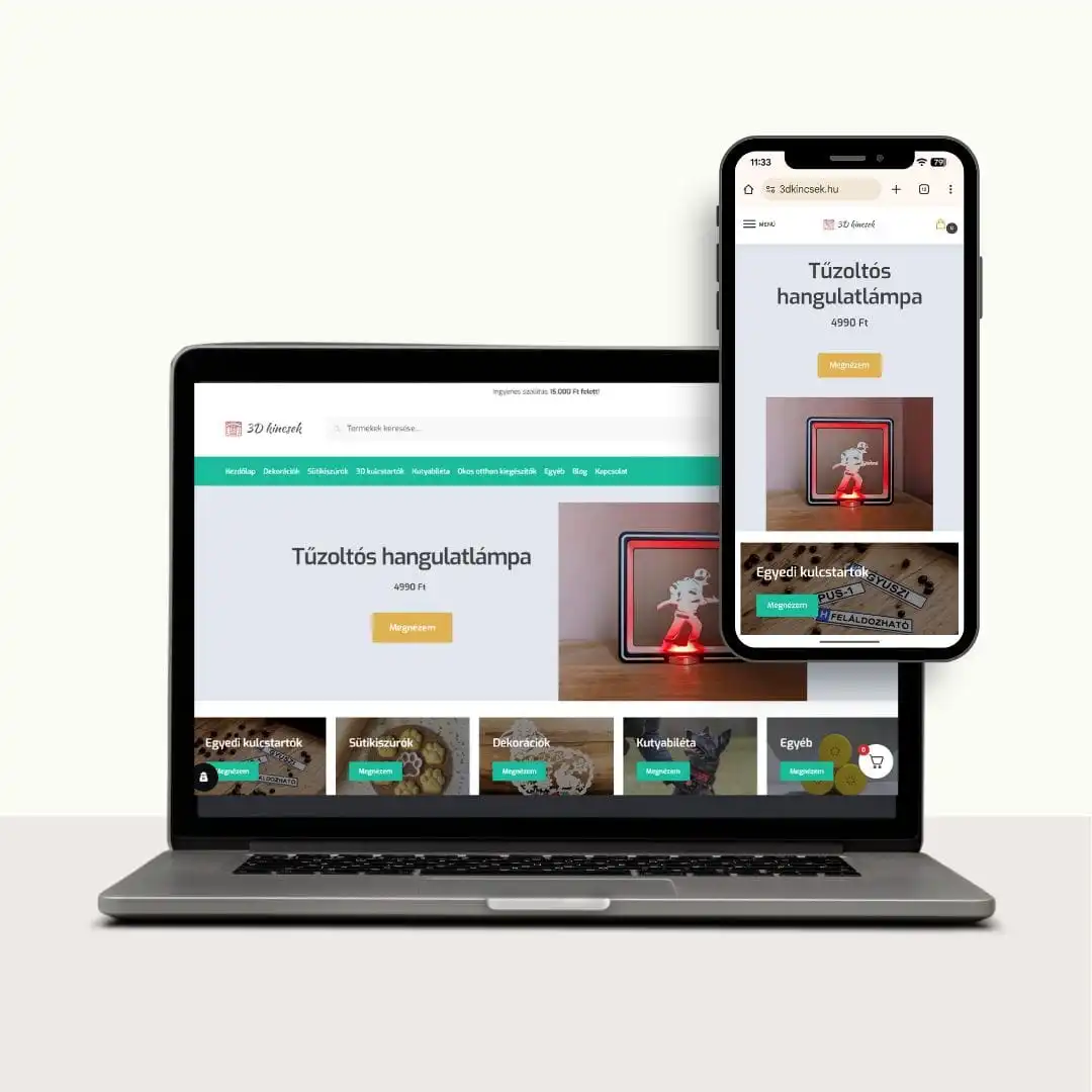 3dkincsek.hu – Egyedi 3D-nyomtatott ajándékok és díszek WordPress alapon