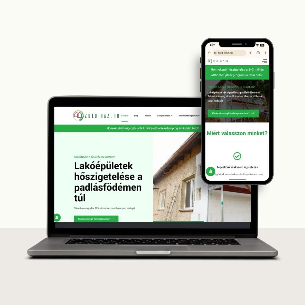Komplex űrlap- és kalkulációs rendszerrel épített projektoldal – zold‑haz.hu
